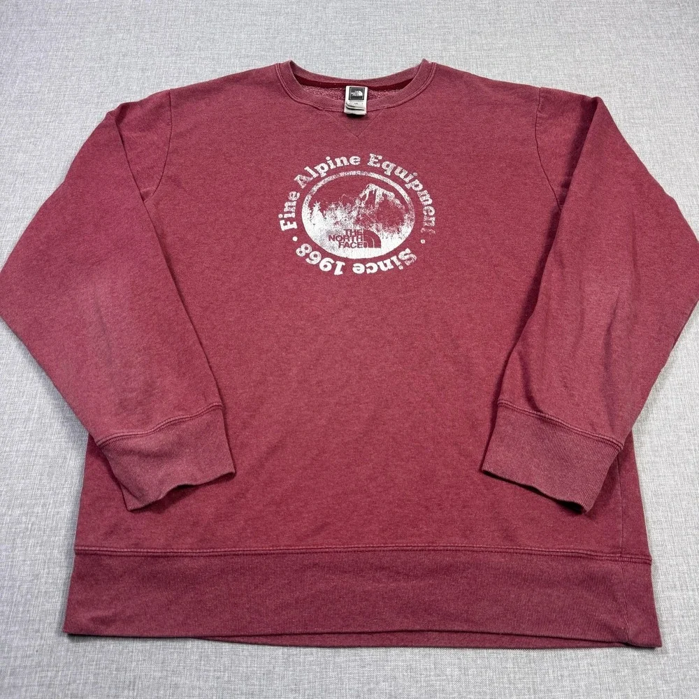 The North Face Fleece‎ Sweatshirt Mens L Red Pullover Graphic Fine Alpine Logo